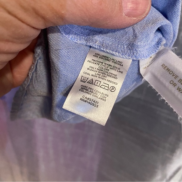 Loft Petite light blue linen/viscose dress SZ SP, GUC, lightweight ruffle hem - Picture 5 of 8